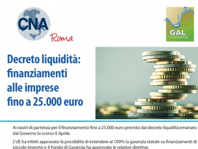 Decreto Liquidità: finanziamenti alle imprese fino a 25.000 euro